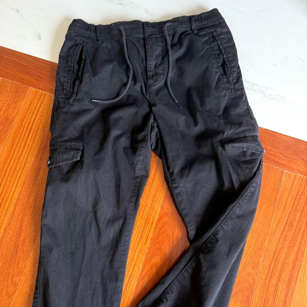 ZARA Men's Cargo Pants Joggers adjustable waist Elastic Band drawstring Size S